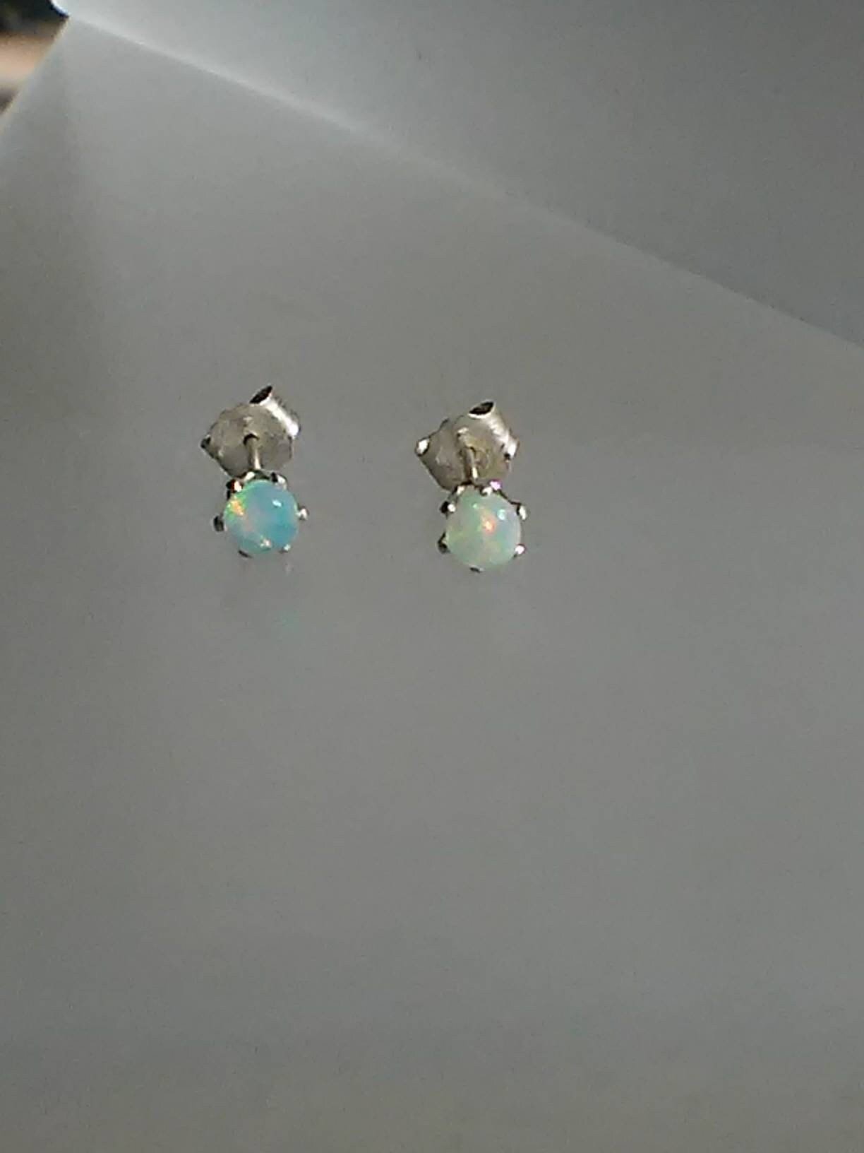 Ethiopian Welo Opal Stud Earrings Sterling Silver - Gems by Gigi