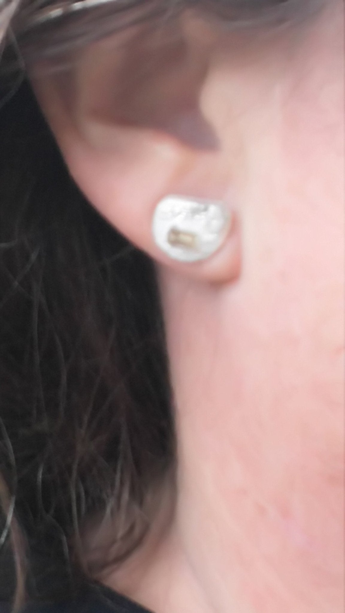 Fan Shape Baguette Peach Sapphire Studs Earrings Fine Silver 14kt - Gems by Gigi