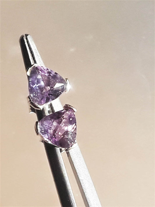 Trillion Amethyst Stud Earrings Sterling Silver 0.80ct
