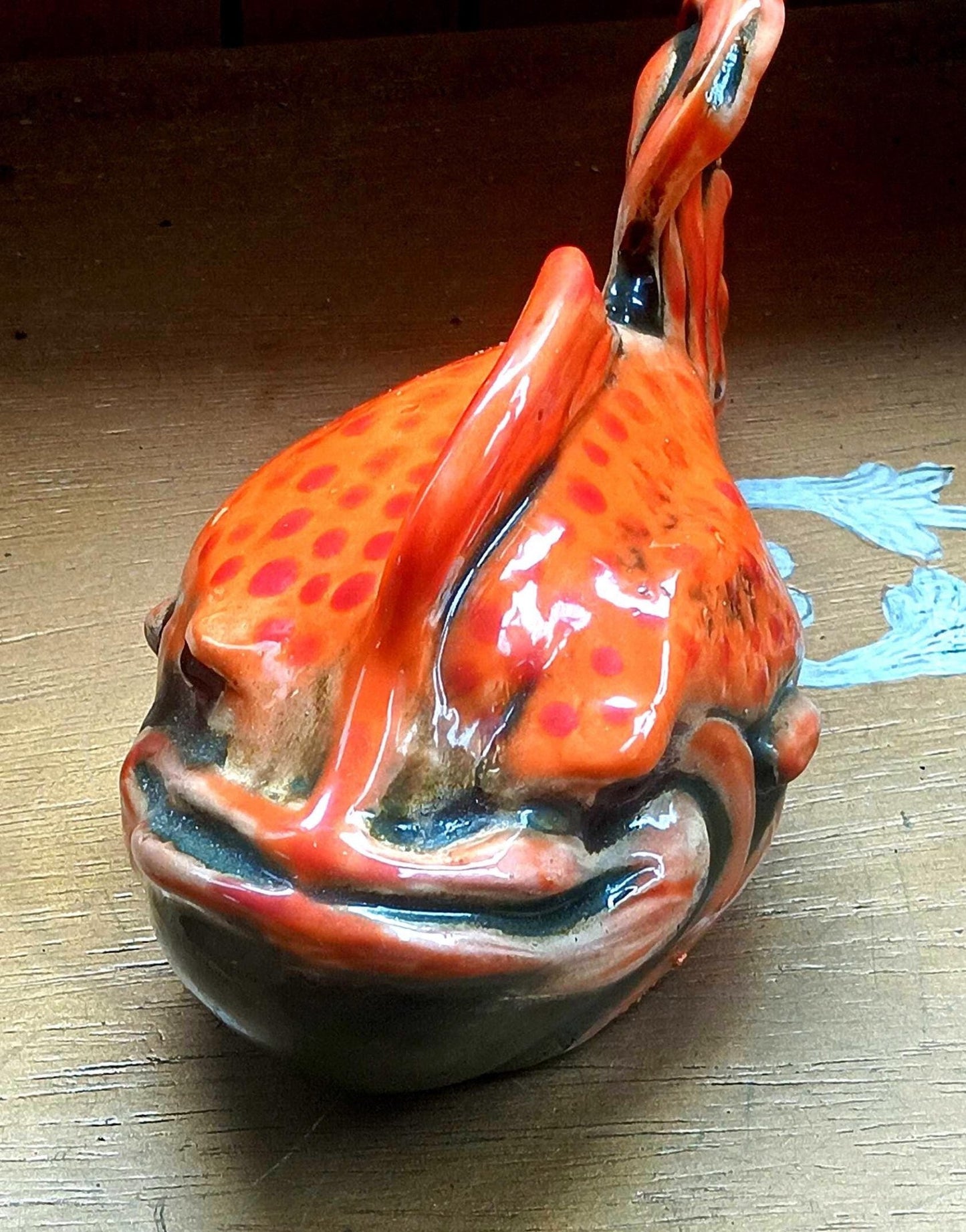 Fish Ceramic Figurine Orange Green - Gems by Gigi