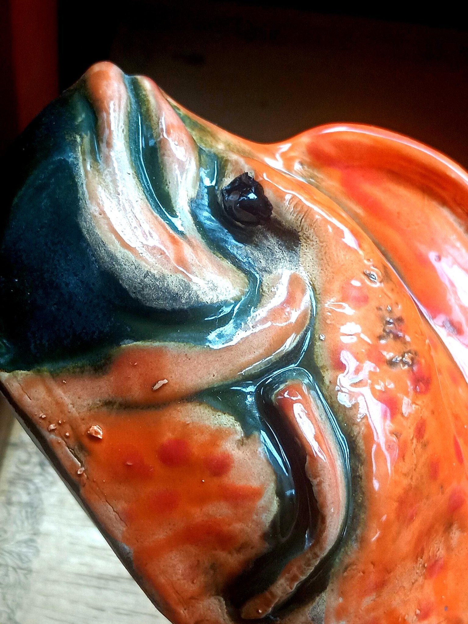 Fish Ceramic Figurine Orange Green - Gems by Gigi