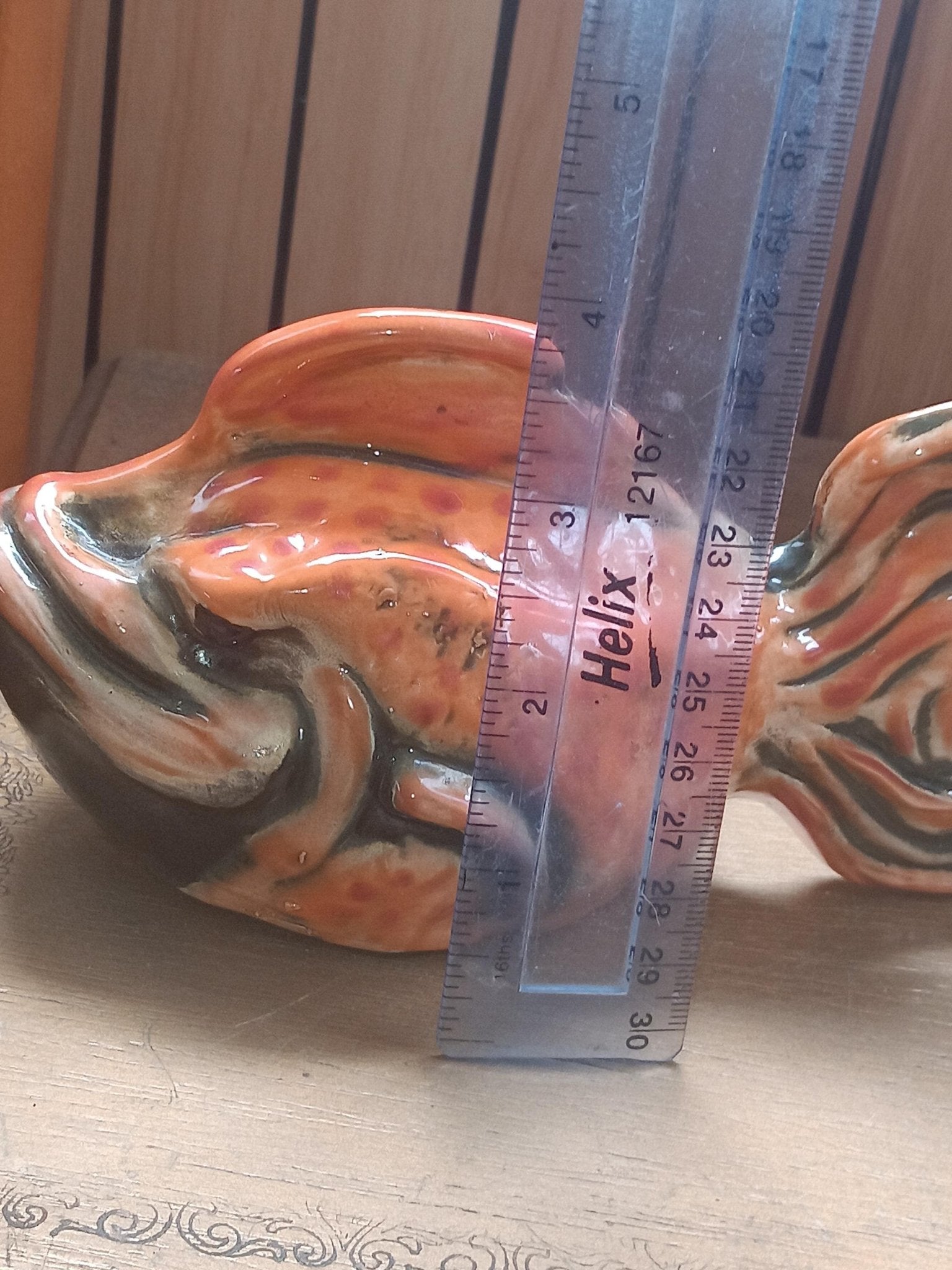 Fish Ceramic Figurine Orange Green - Gems by Gigi