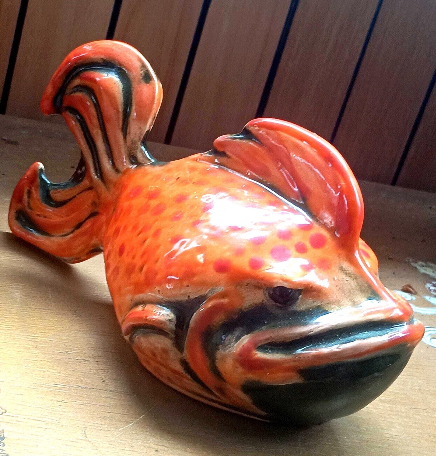 Fish Ceramic Figurine Orange Green - Gems by Gigi
