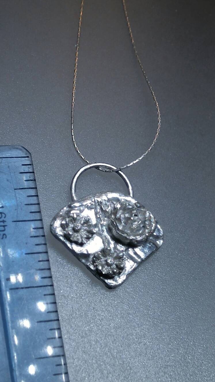 Flower Basket Pendant Rose Necklace Sterling Silver - Gems by Gigi