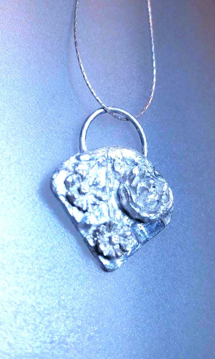 Flower Basket Pendant Rose Necklace Sterling Silver - Gems by Gigi