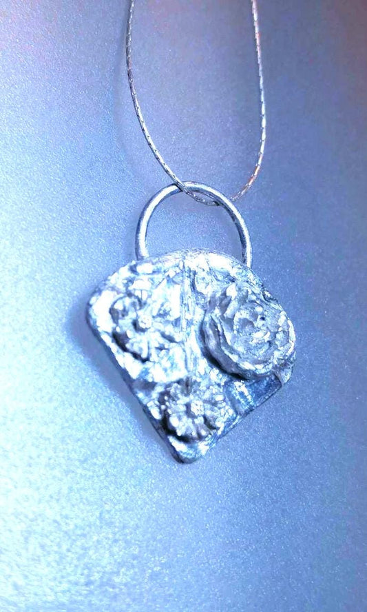 Flower Basket Pendant Rose Necklace Sterling Silver - Gems by Gigi
