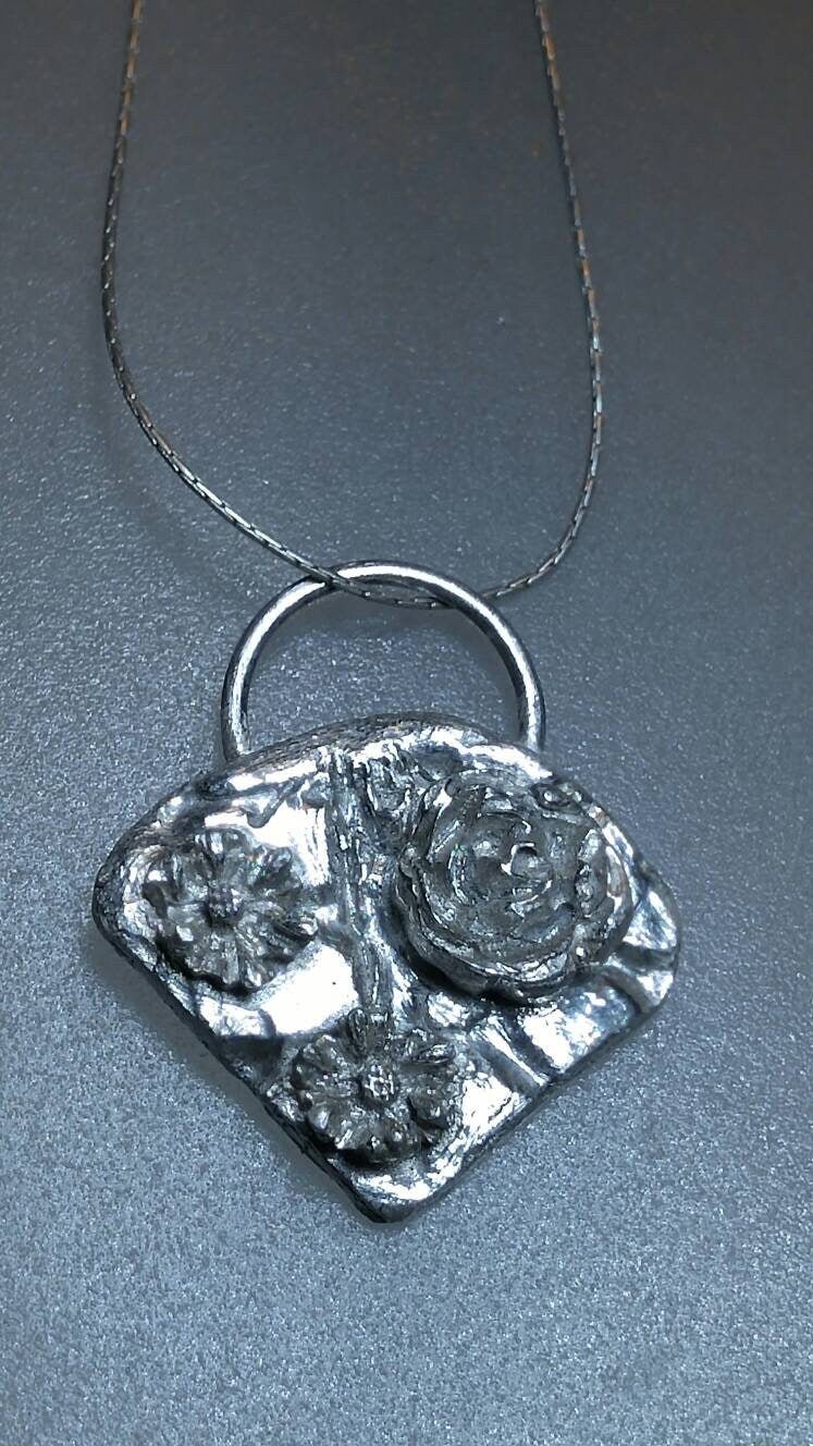Flower Basket Pendant Rose Necklace Sterling Silver - Gems by Gigi