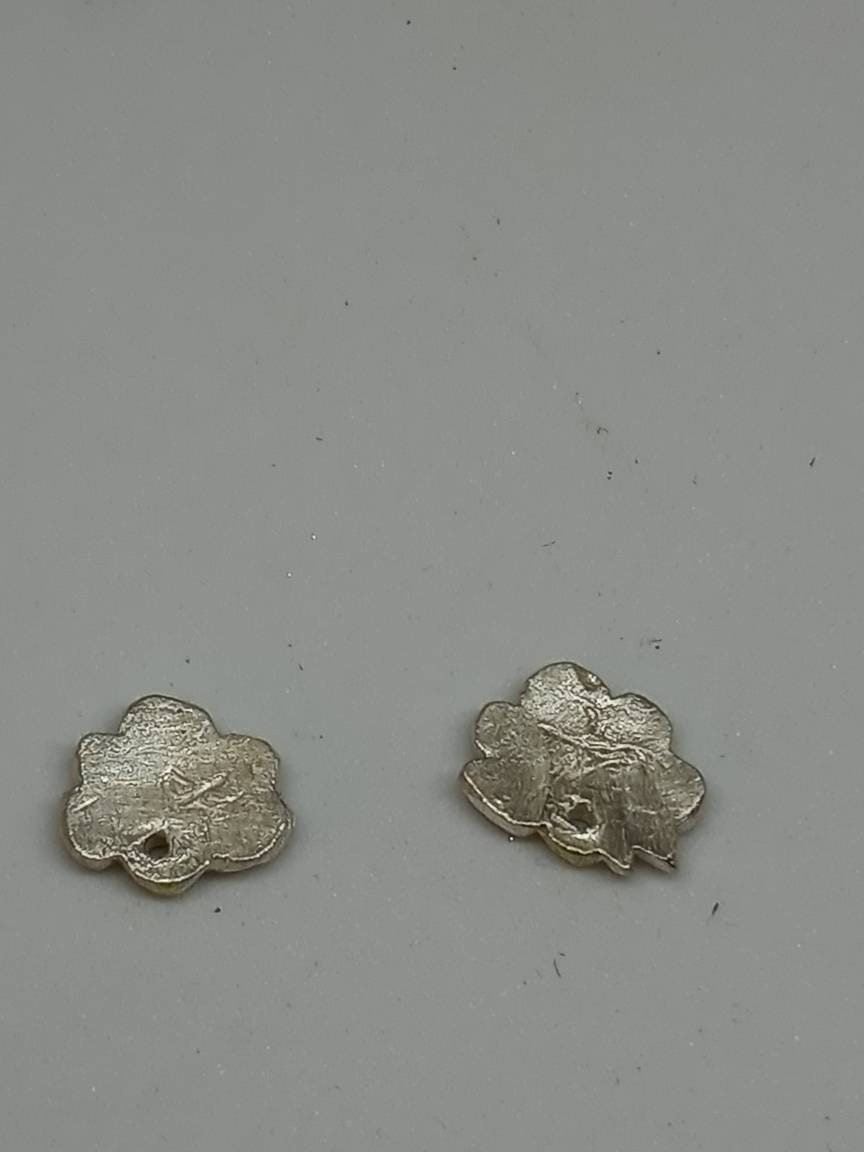 Flower Earring Stud Jackets Fine Silver 22kt Gold - Gems by Gigi