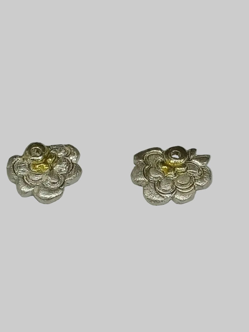 Flower Earring Stud Jackets Fine Silver 22kt Gold - Gems by Gigi