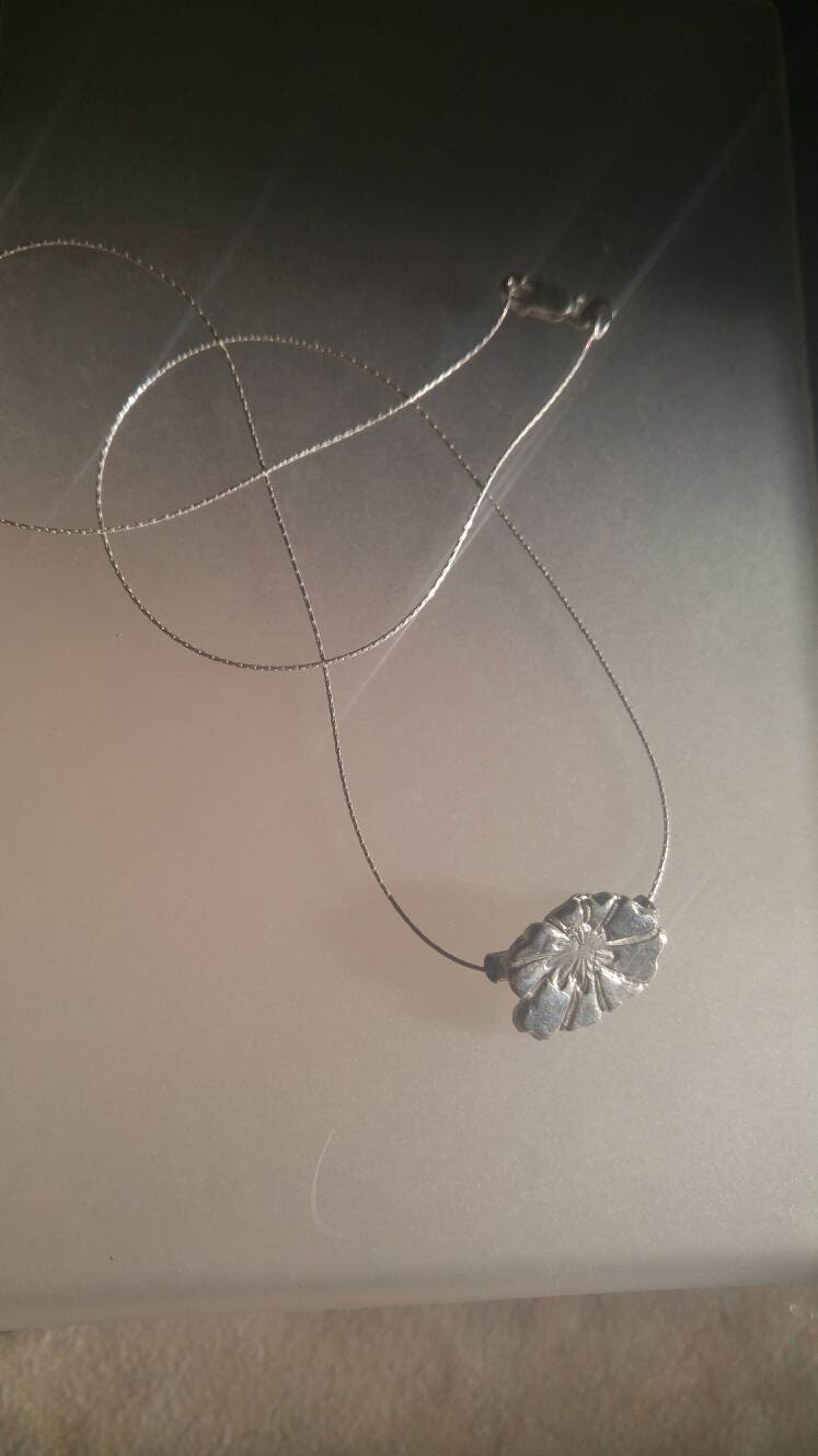 Flower Pendant Slide Necklace Sterling Silver - Gems by Gigi