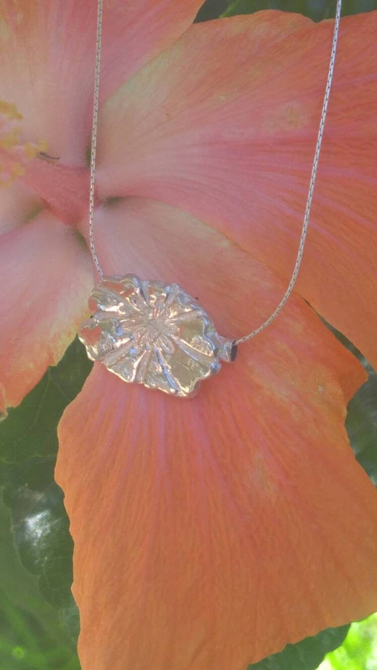 Flower Pendant Slide Necklace Sterling Silver - Gems by Gigi