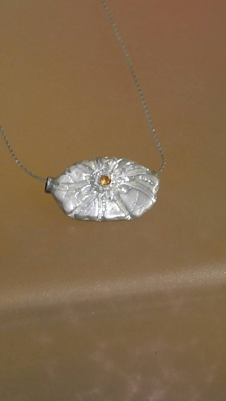 Flower Slide Pendant Padparadscha Sapphire Charm - Gems by Gigi