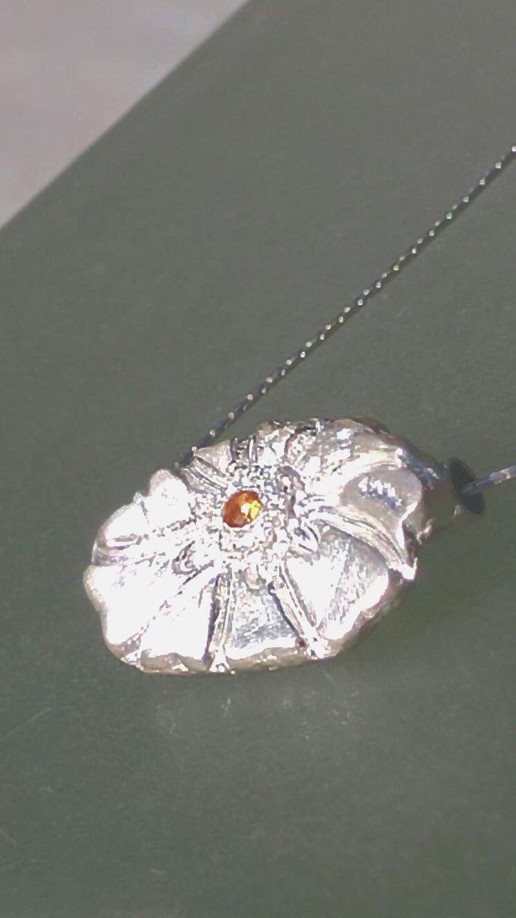Flower Slide Pendant Padparadscha Sapphire Charm - Gems by Gigi