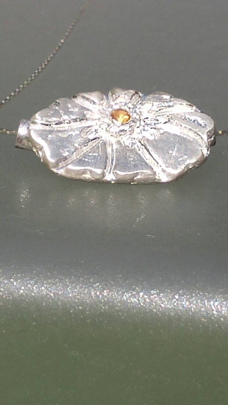 Flower Slide Pendant Padparadscha Sapphire Charm - Gems by Gigi