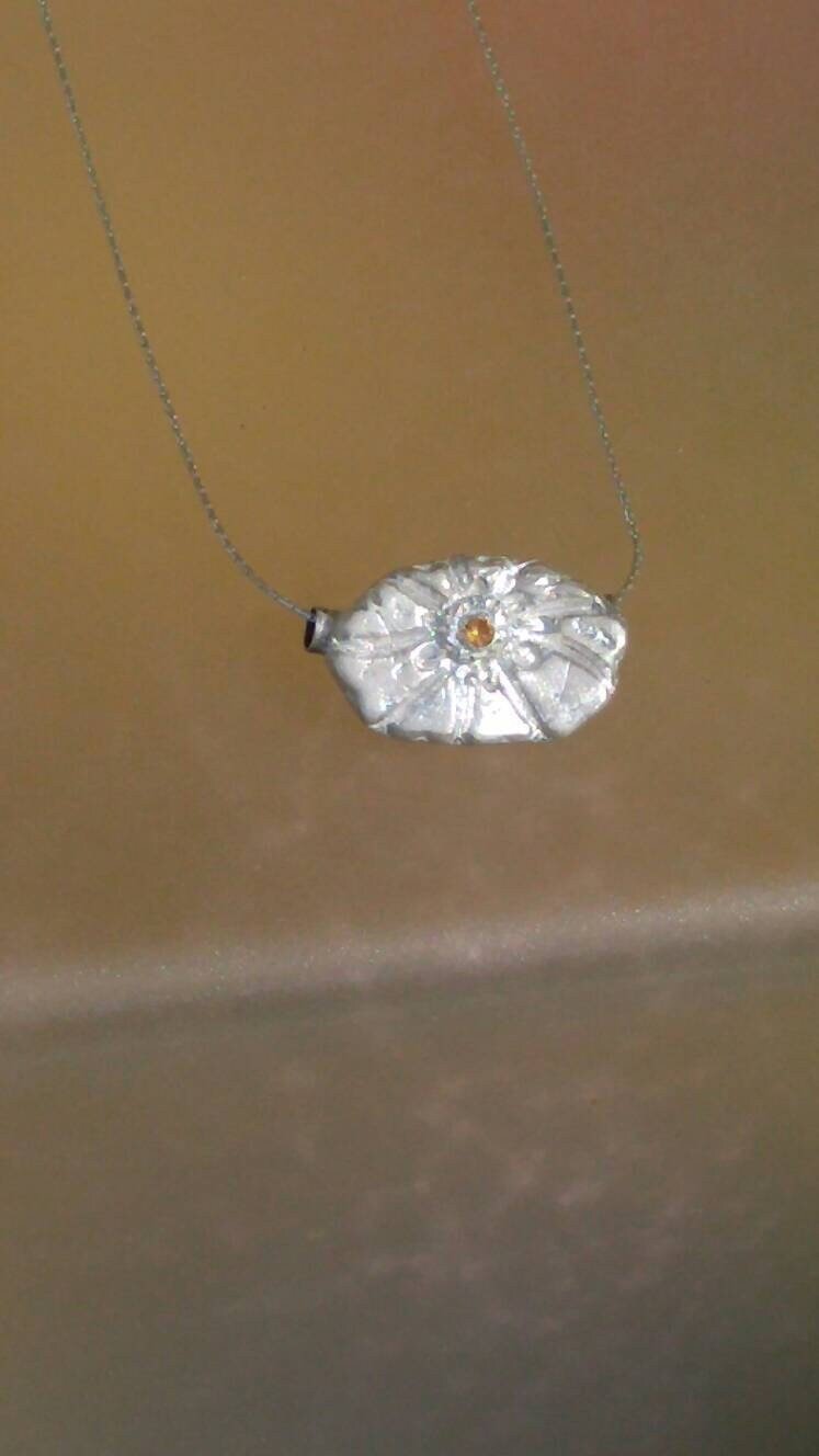 Flower Slide Pendant Padparadscha Sapphire Charm - Gems by Gigi