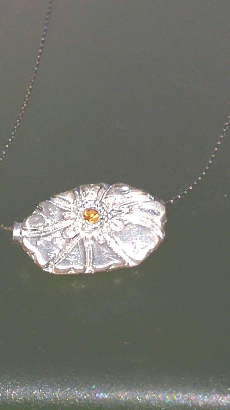 Flower Slide Pendant Padparadscha Sapphire Charm - Gems by Gigi