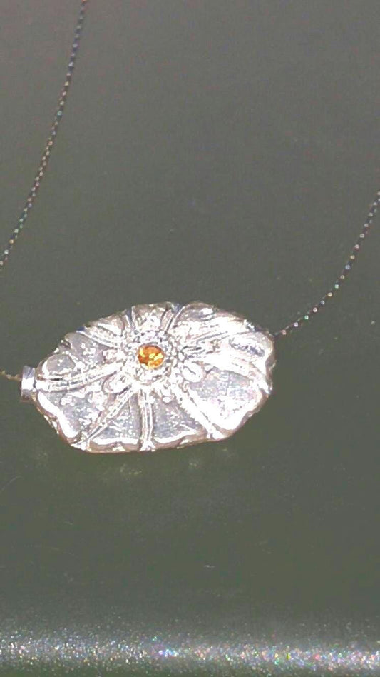 Flower Slide Pendant Padparadscha Sapphire Charm - Gems by Gigi