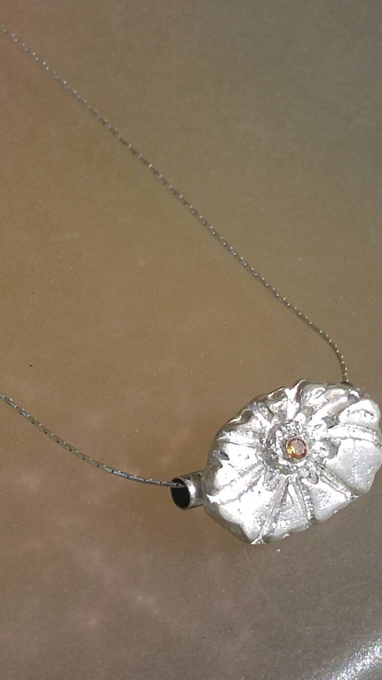 Flower Slide Pendant Padparadscha Sapphire Charm - Gems by Gigi