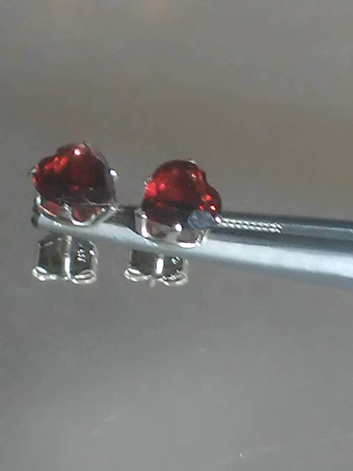 Garnet Heart Stud Earrings Sterling Silver - Gems by Gigi