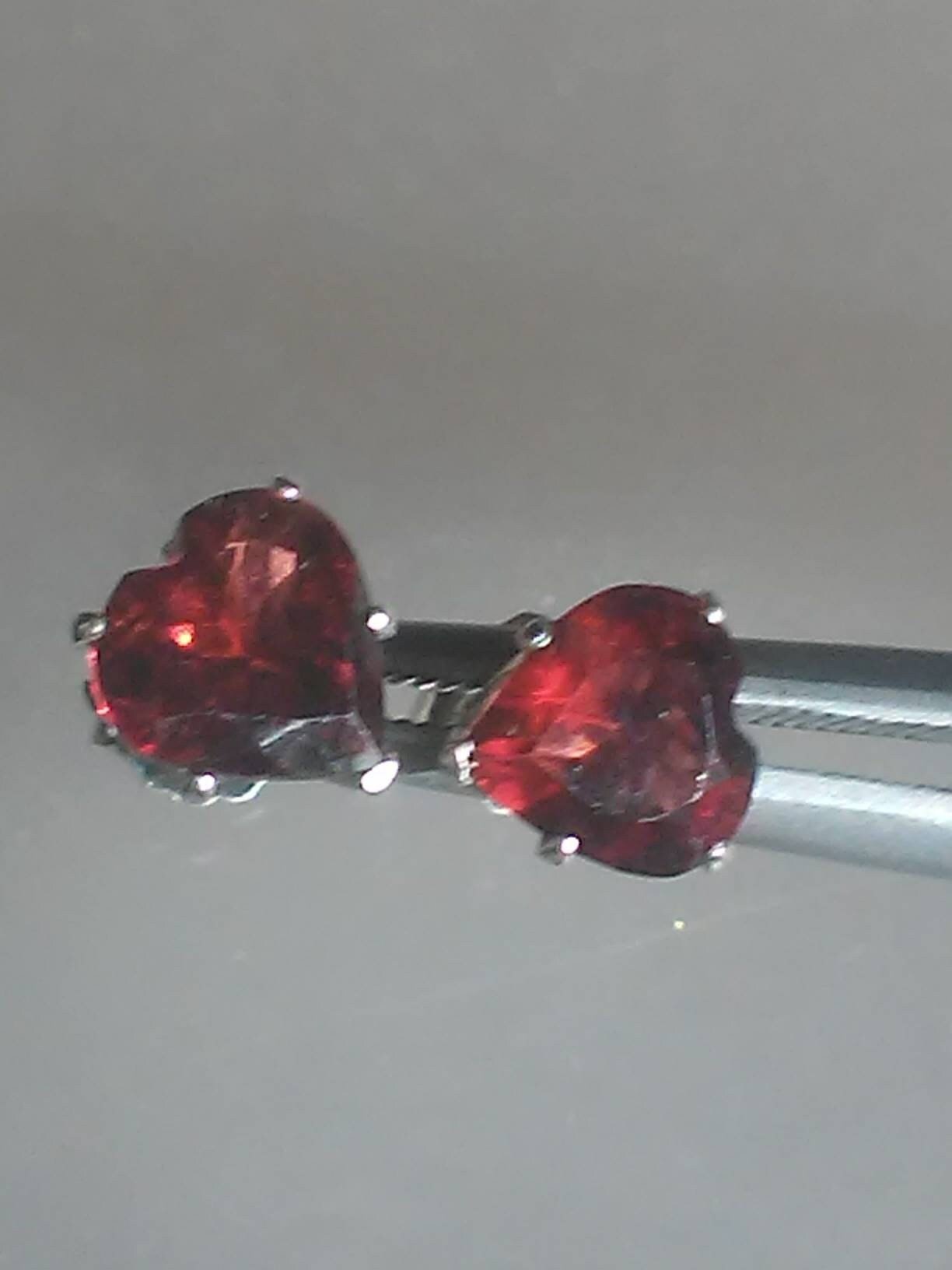 Garnet Heart Stud Earrings Sterling Silver - Gems by Gigi