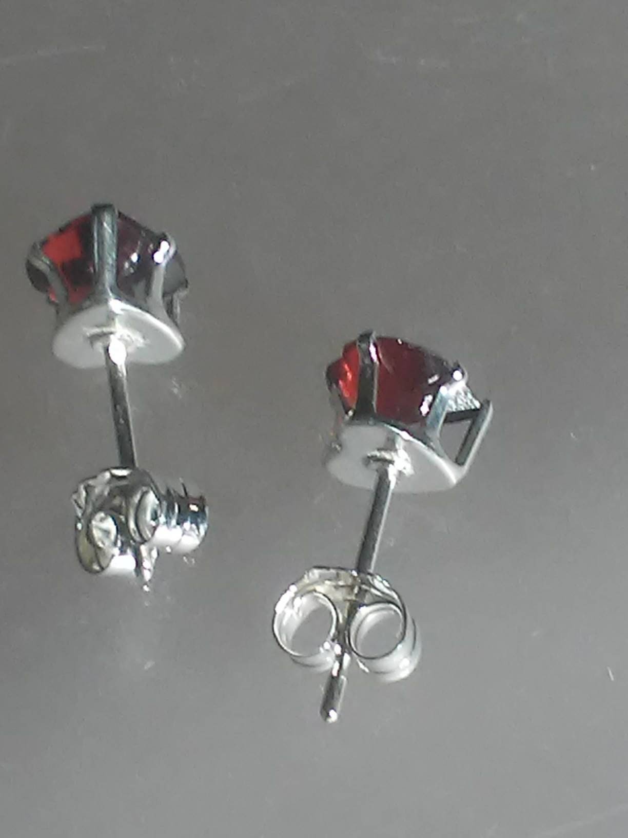 Garnet Heart Stud Earrings Sterling Silver - Gems by Gigi
