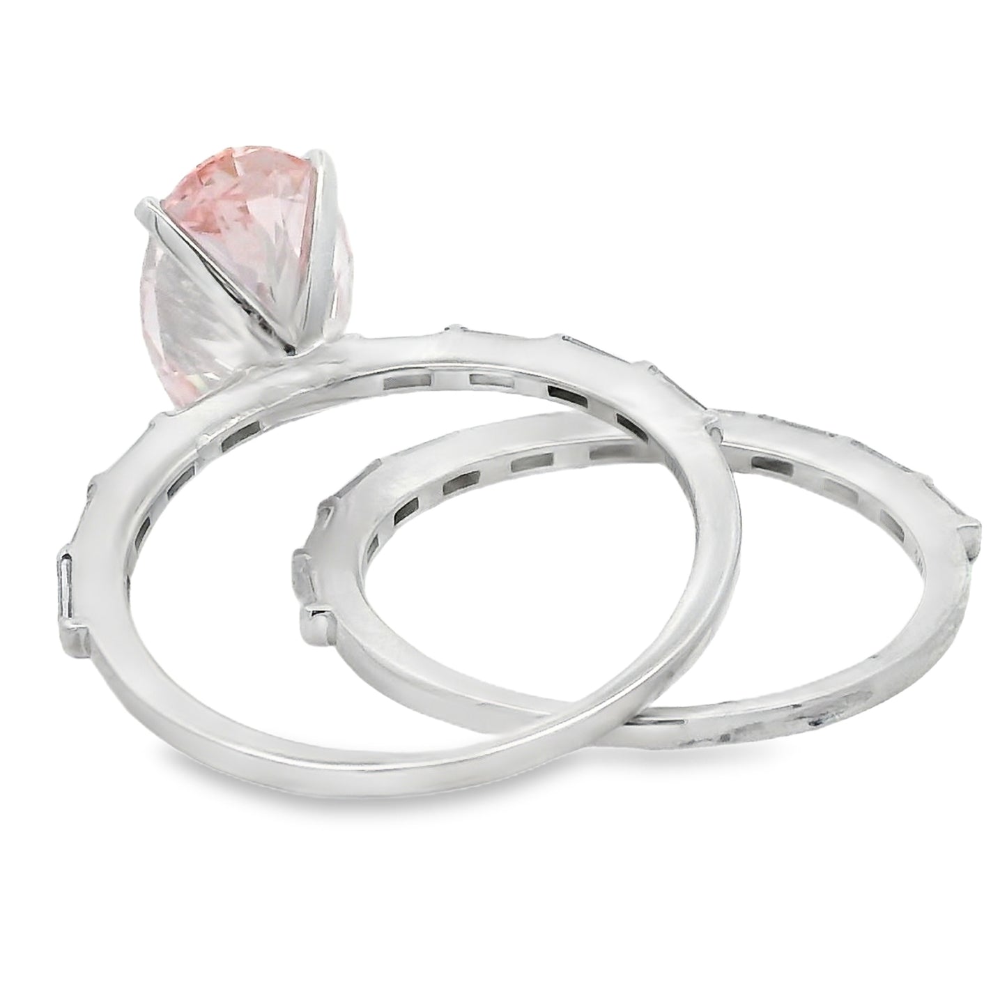 3.50ct Oval Lab Grown Pink Diamond Ring 14kt White Gold