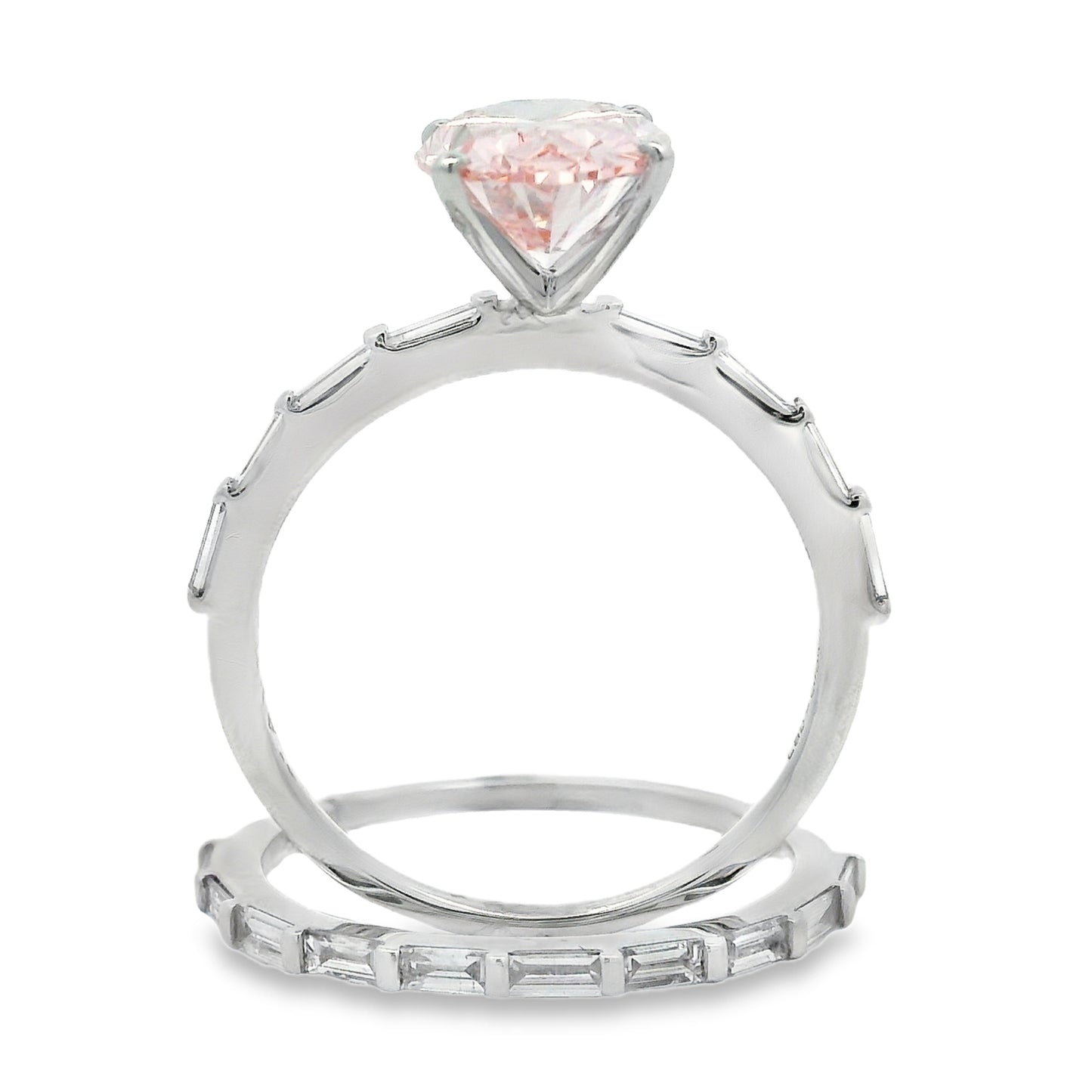 3.50ct Oval Lab Grown Pink Diamond Ring 14kt White Gold