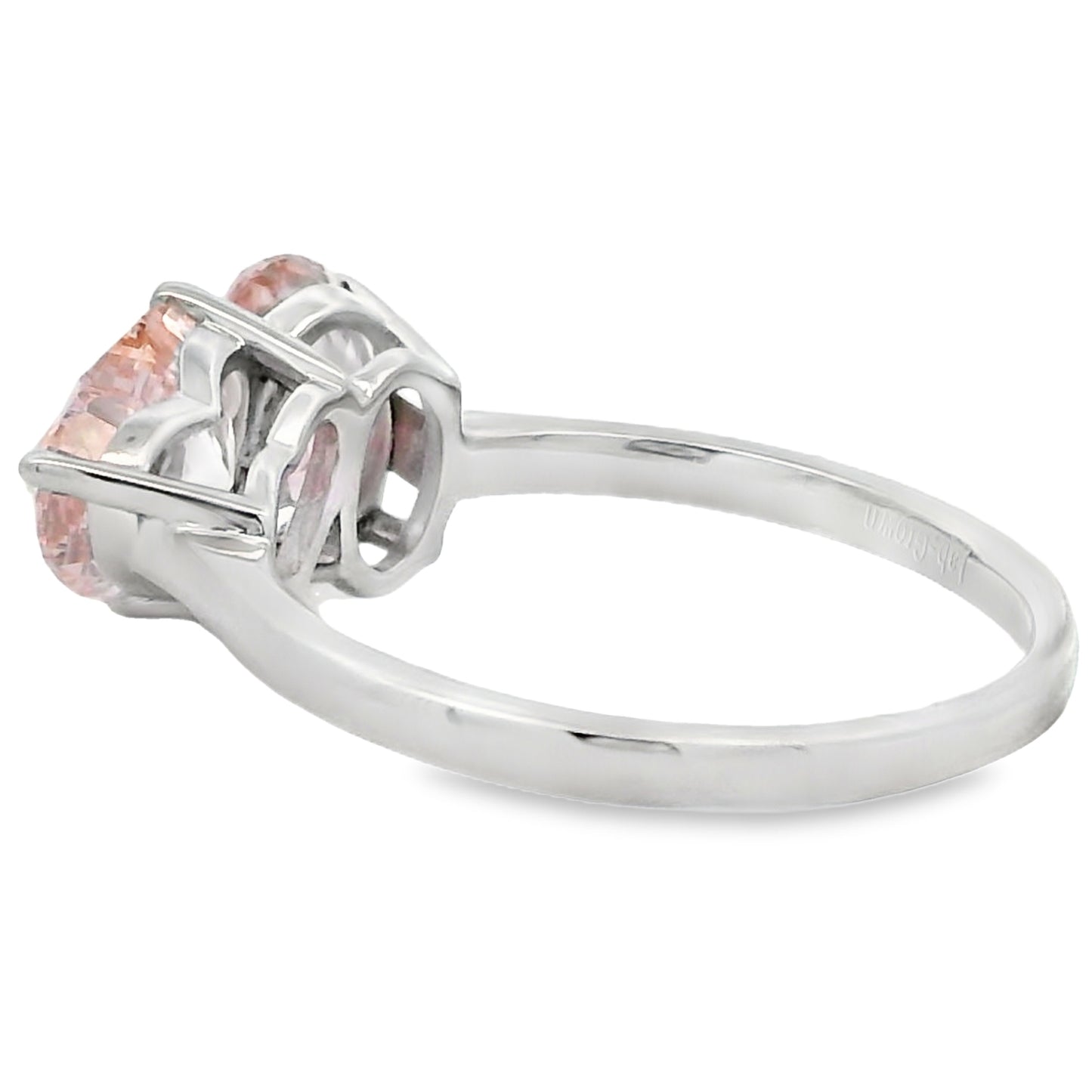Heart Oval Pink Lab Grown Diamond Two Stone Engagement Ring White Gold 14kt 3cttw