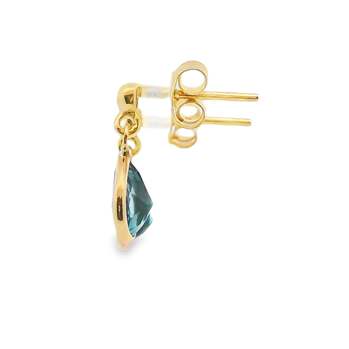 Bezel Pear Gemstone Dangle Earrings Yellow Gold 10kt