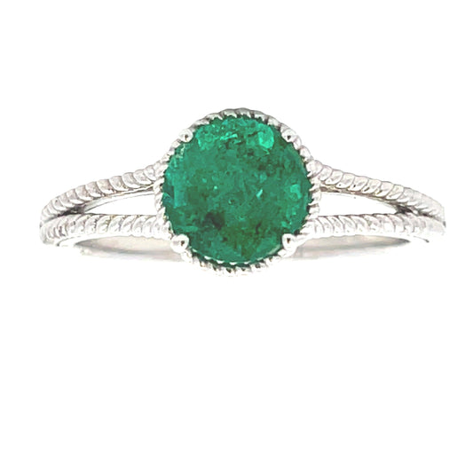 1.28ct Emerald Solitaire Ring White Gold 14kt