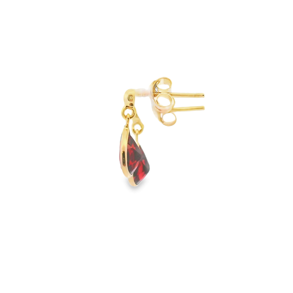Bezel Pear Gemstone Dangle Earrings Yellow Gold 10kt