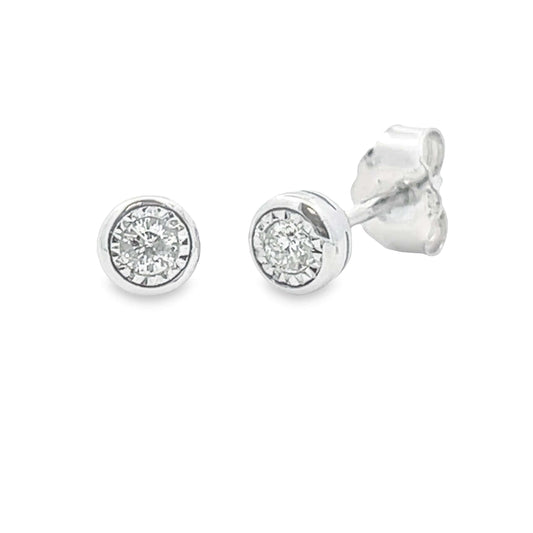 Diamond Bezel Stud Earrings White Gold 10kt