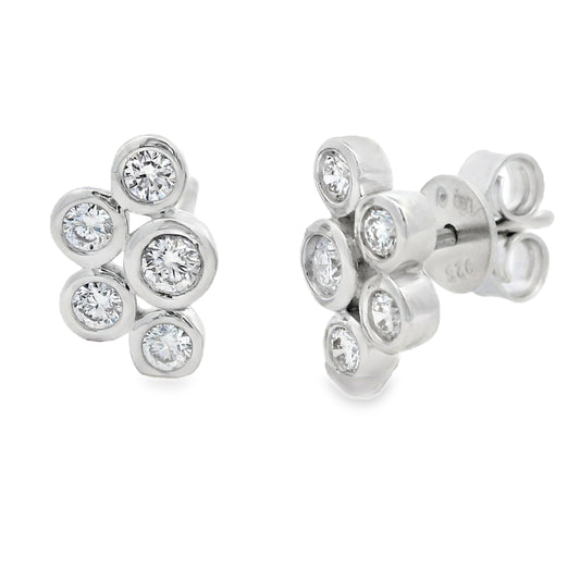 Lab Grown Diamond Cluster Bezel Stud Earrings Sterling Silver