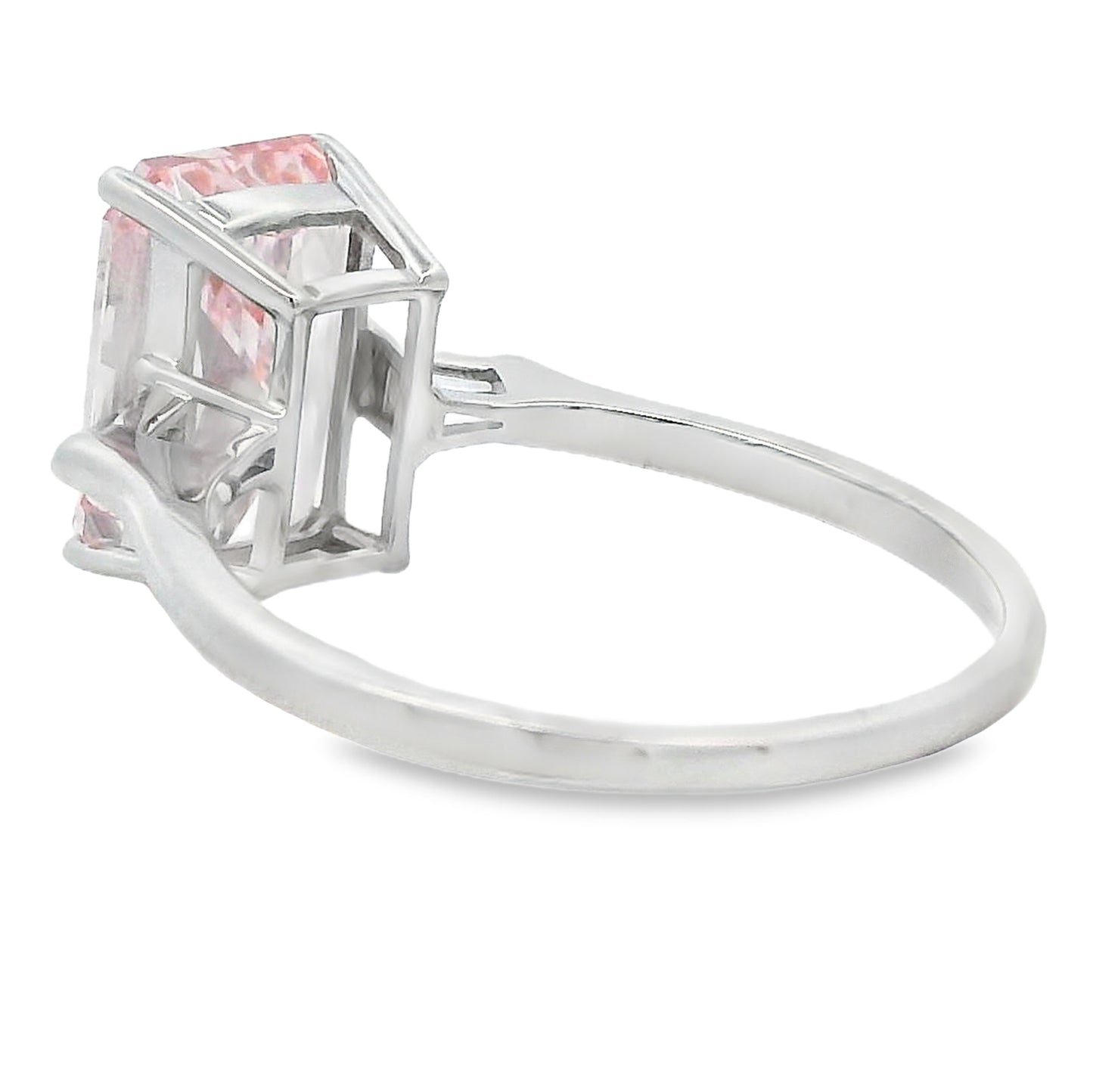 3ct Radiant Pink Lab Grown Diamond Engagement Ring White Gold 14kt