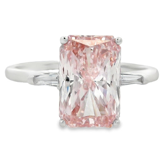 3ct Radiant Pink Lab Grown Diamond Engagement Ring White Gold 14kt