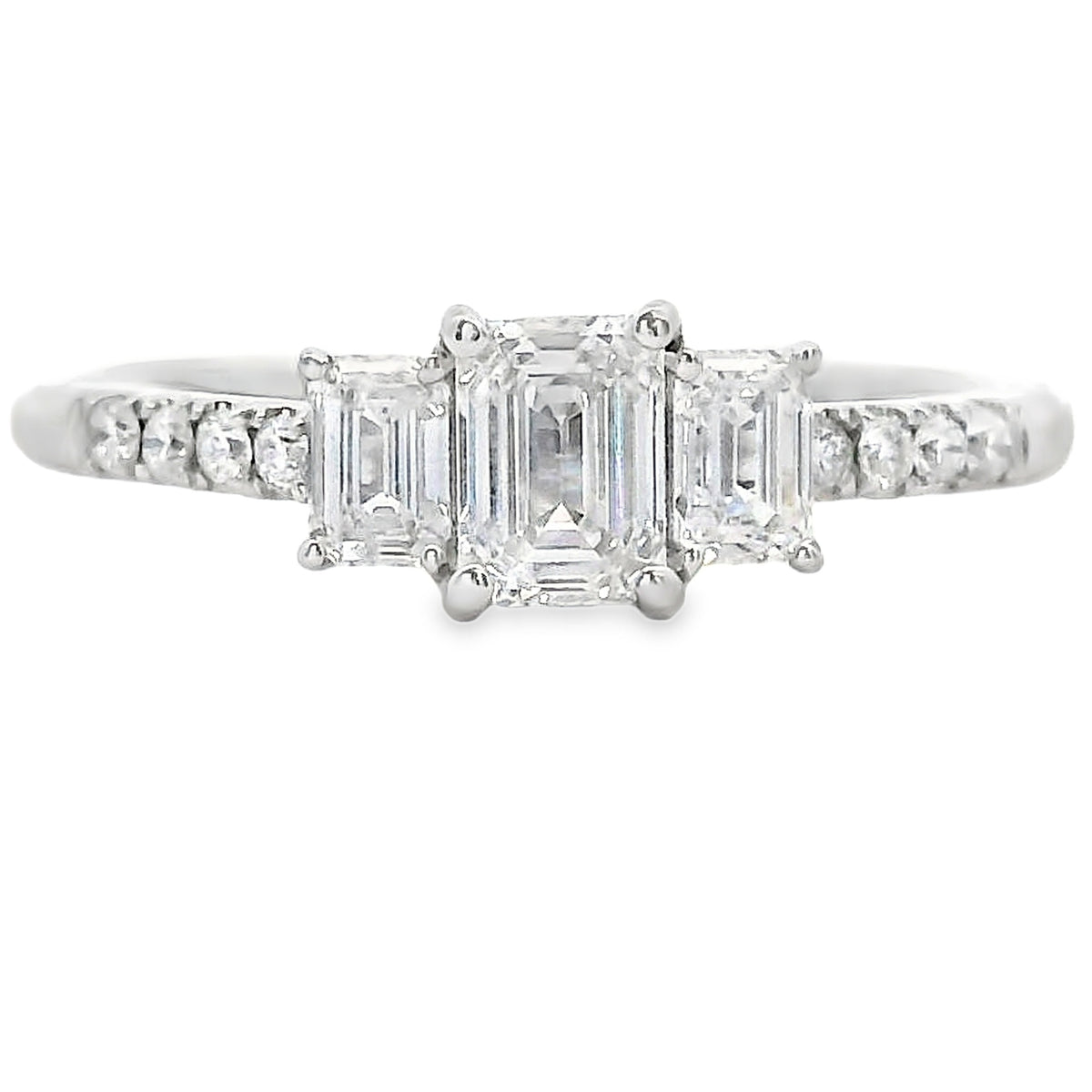 1.00ct Lab Grown Emerald Cut 3-Stone Diamond Ring 14K White Gold