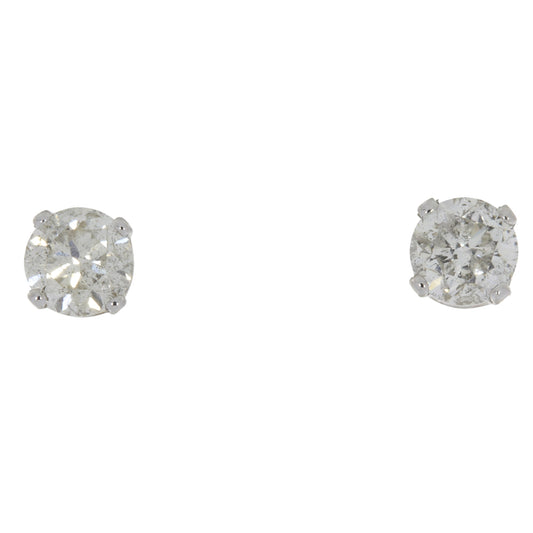 Natural Diamond Stud Earrings 0.75ct White Gold 14kt