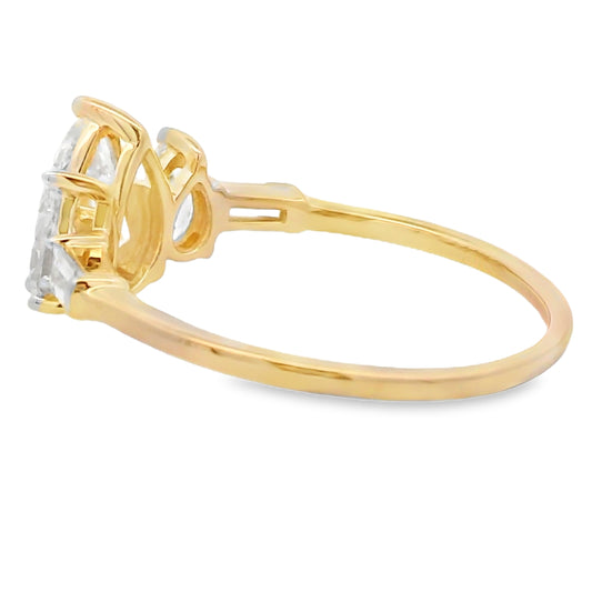 Pear Three Stone Lab Grown Diamond Engagement Ring 14kt