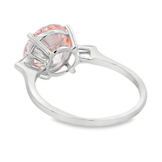 Large Pink Lab Grown Diamond Ring white gold 14kt