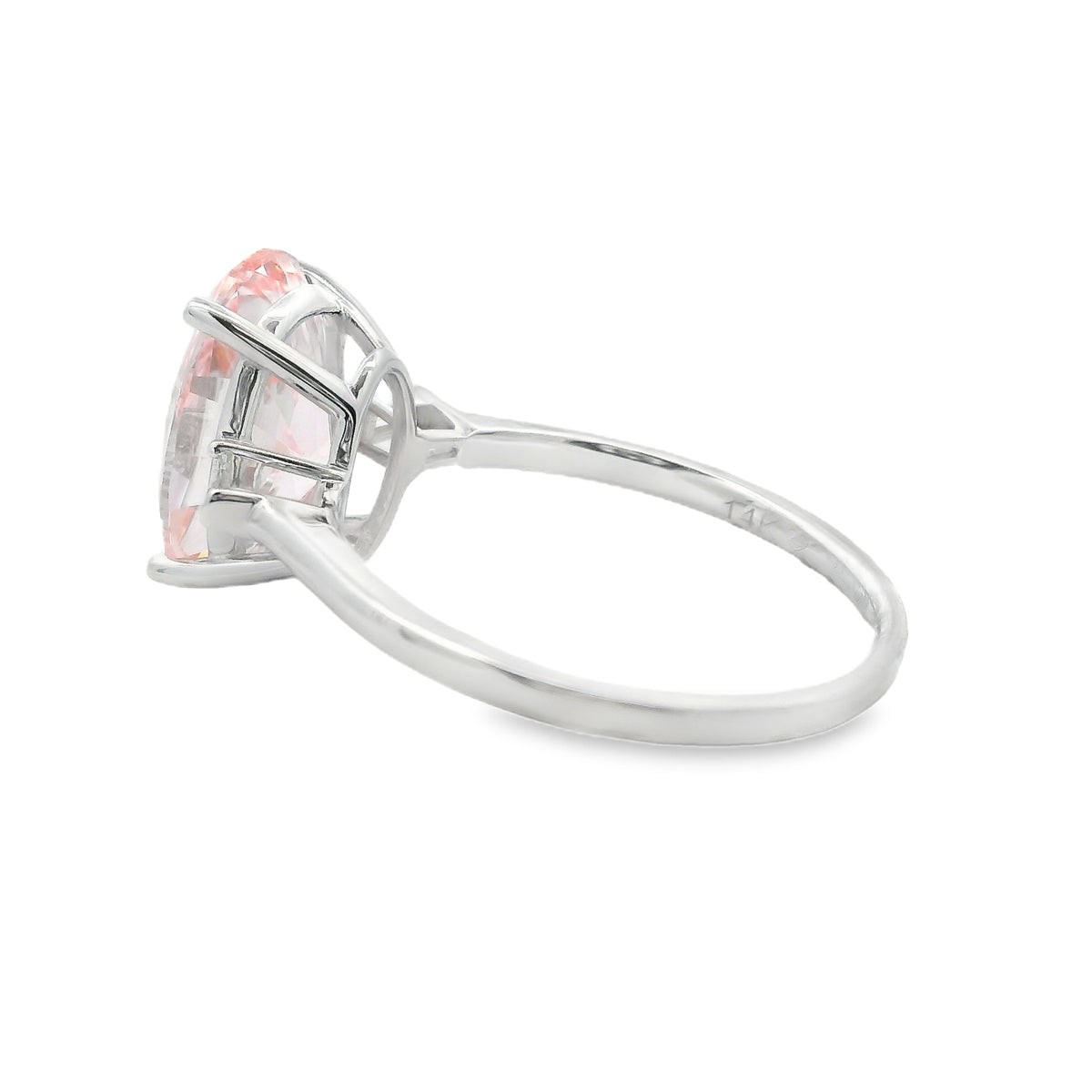 3.50ct Oval Lab Grown Pink Diamond Engagement Ring White Gold 14kt