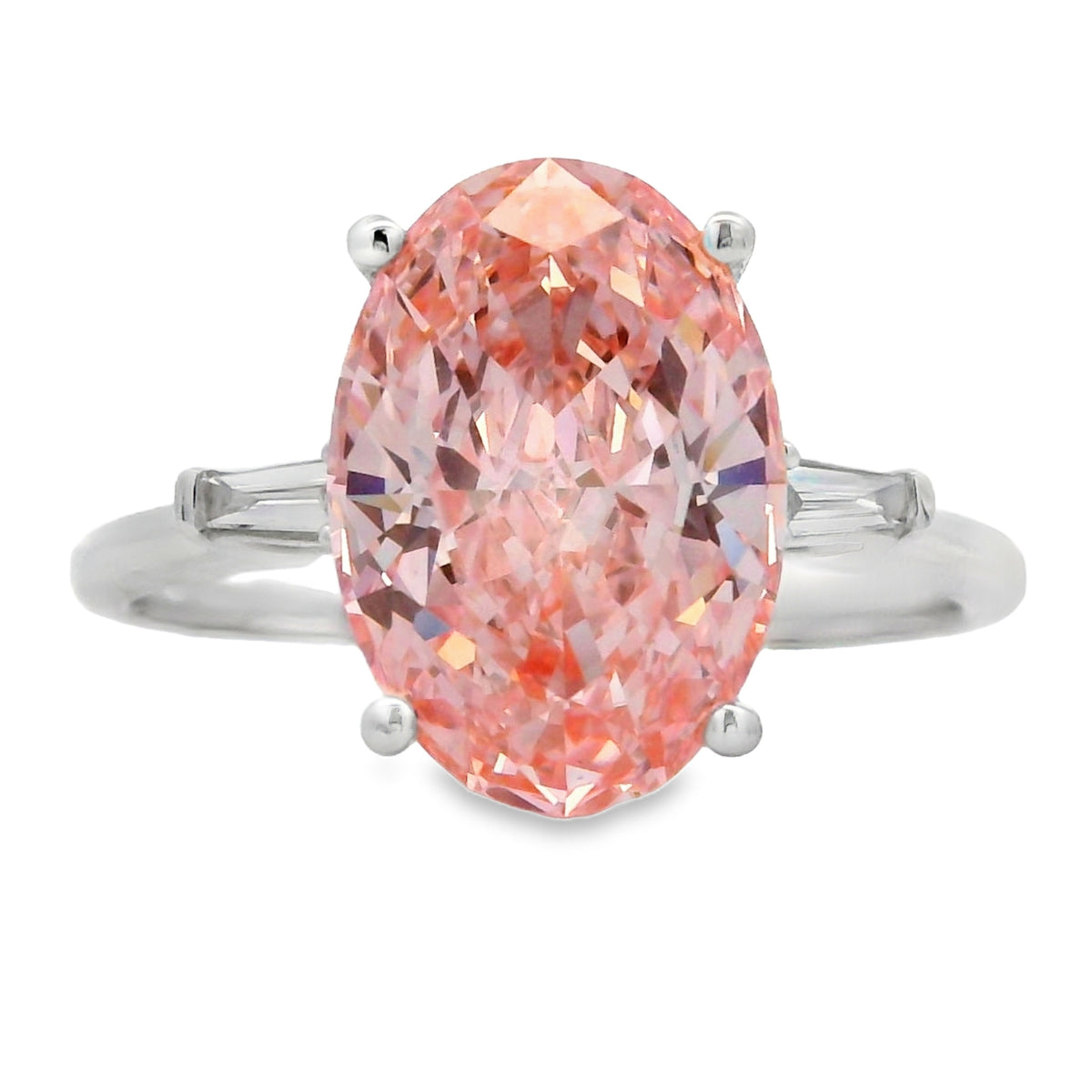 3.50ct Oval Lab Grown Pink Diamond Engagement Ring White Gold 14kt