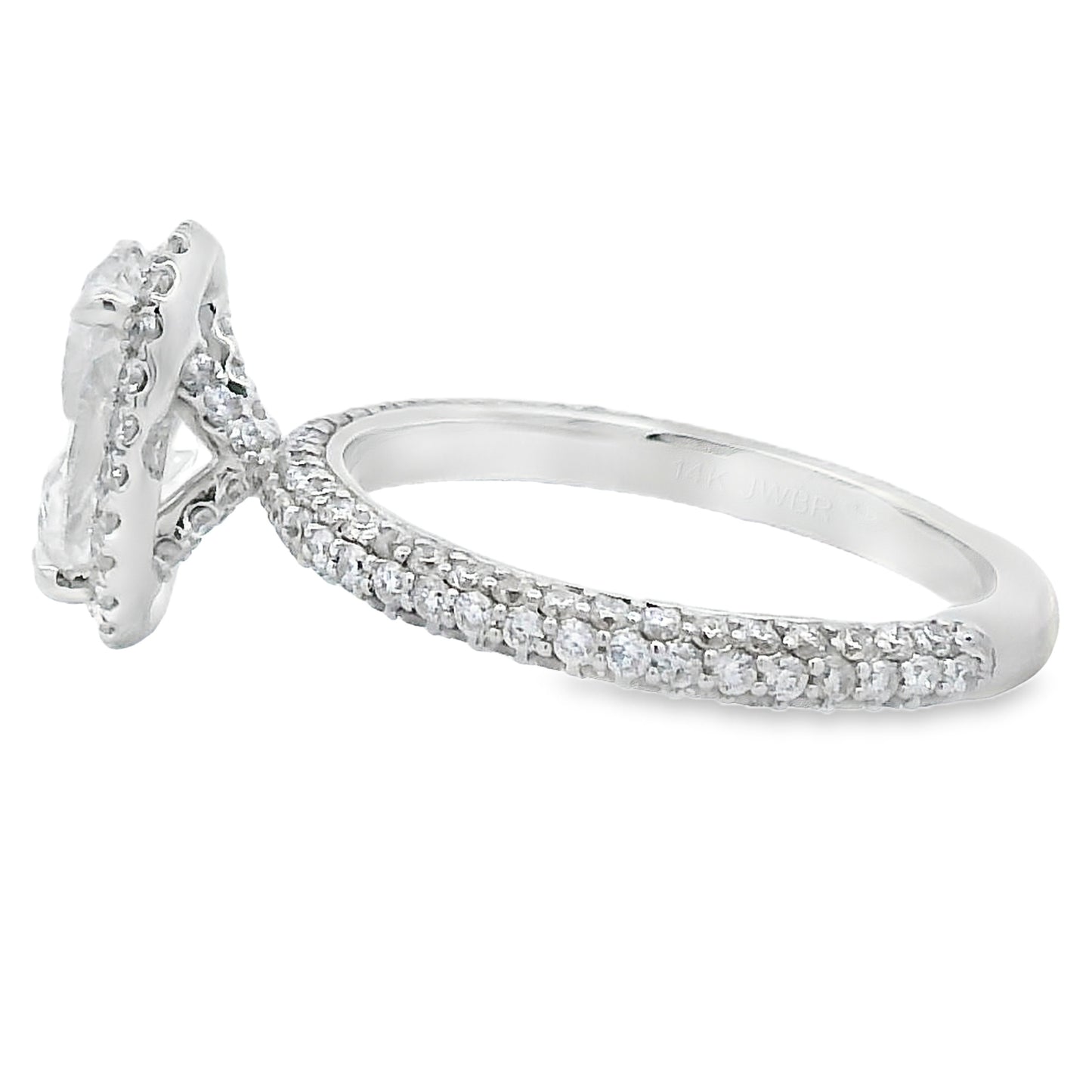 Oval Lab Grown Diamond Halo Engagement Ring White Gold 14kt