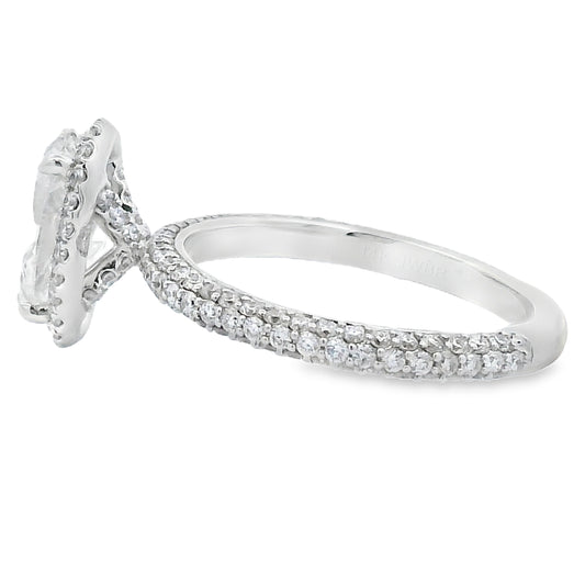 Oval Lab Grown Diamond Halo Engagement Ring White Gold 14kt