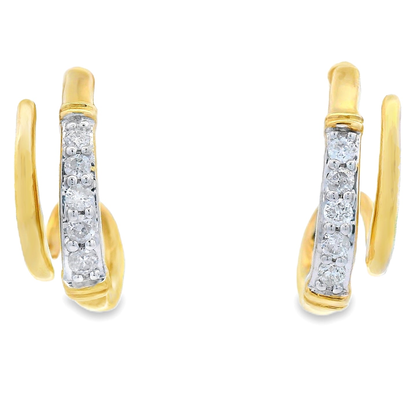 Diamond Huggie Hoop Earrings Yellow Gold 10kt