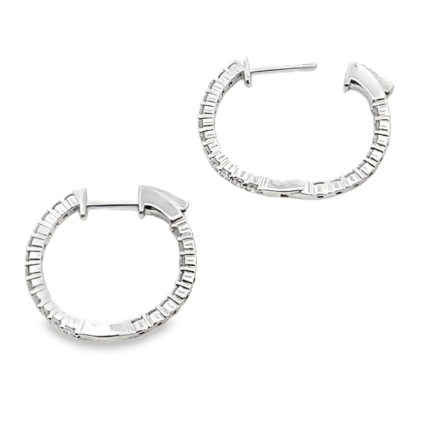 Lab Grown Diamond Inside Outside Hoop Earrings Sterling SIlver