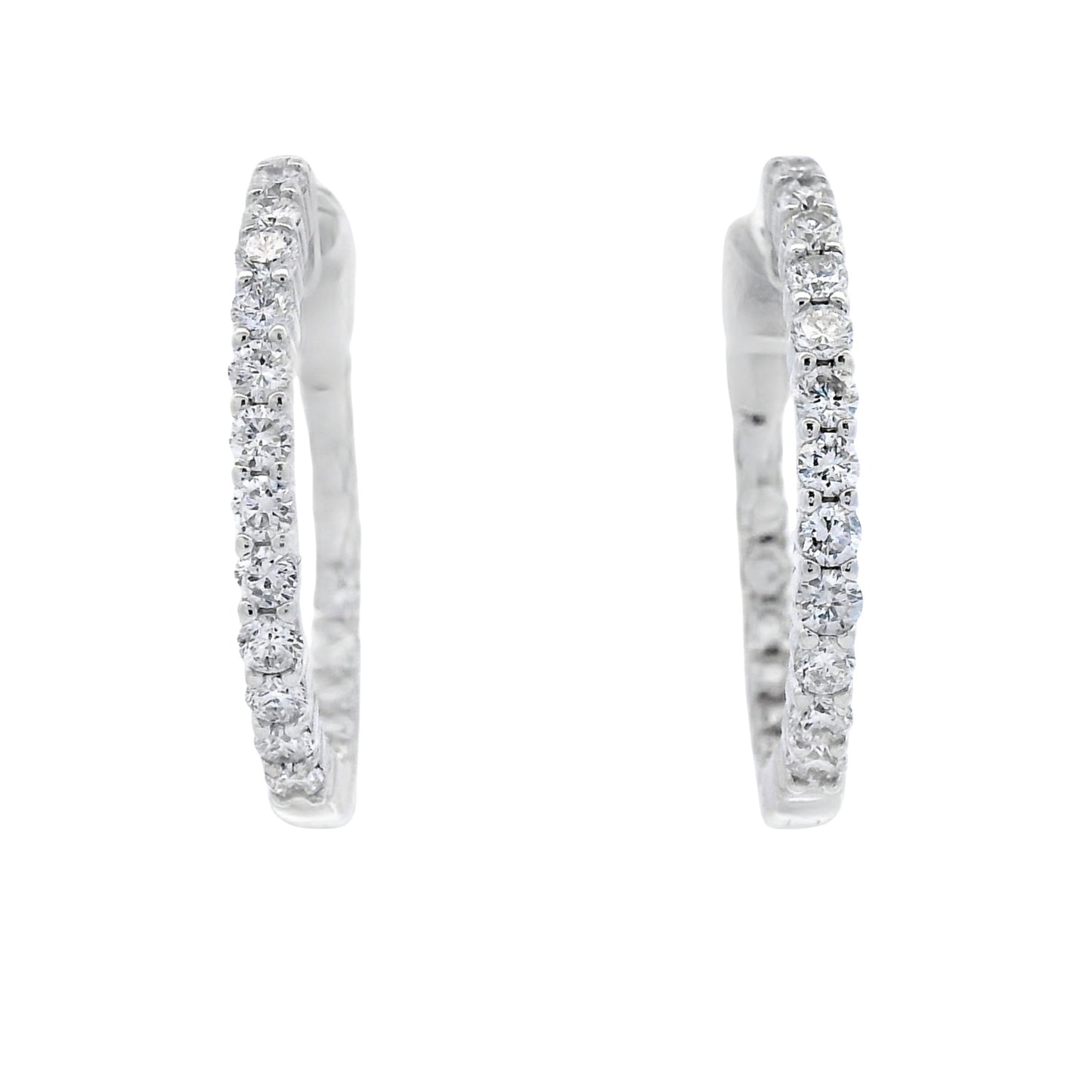 Lab Grown Diamond Inside Outside Hoop Earrings Sterling SIlver