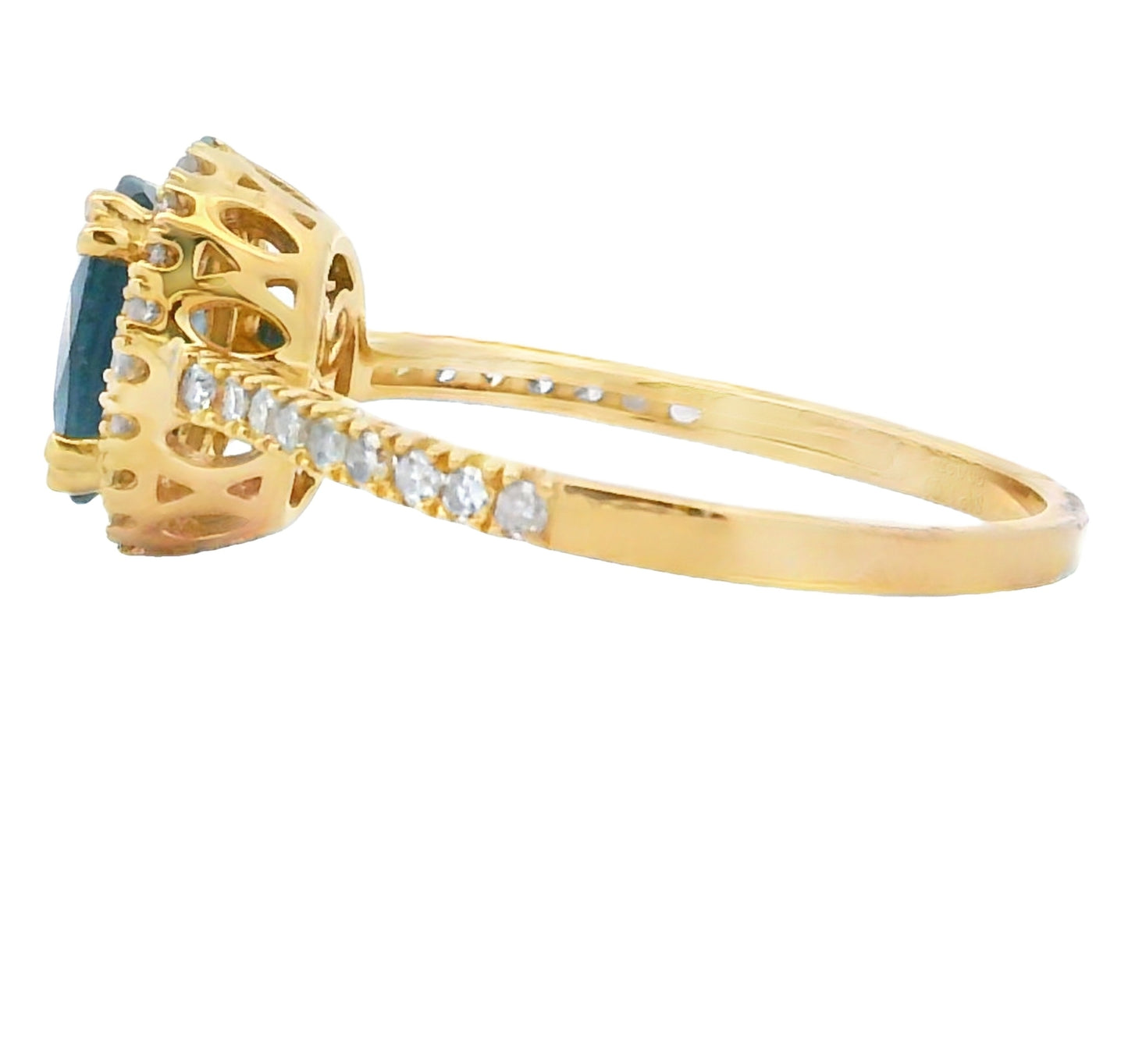 Oval Sapphire Diamond Halo Engagement Ring 14kt