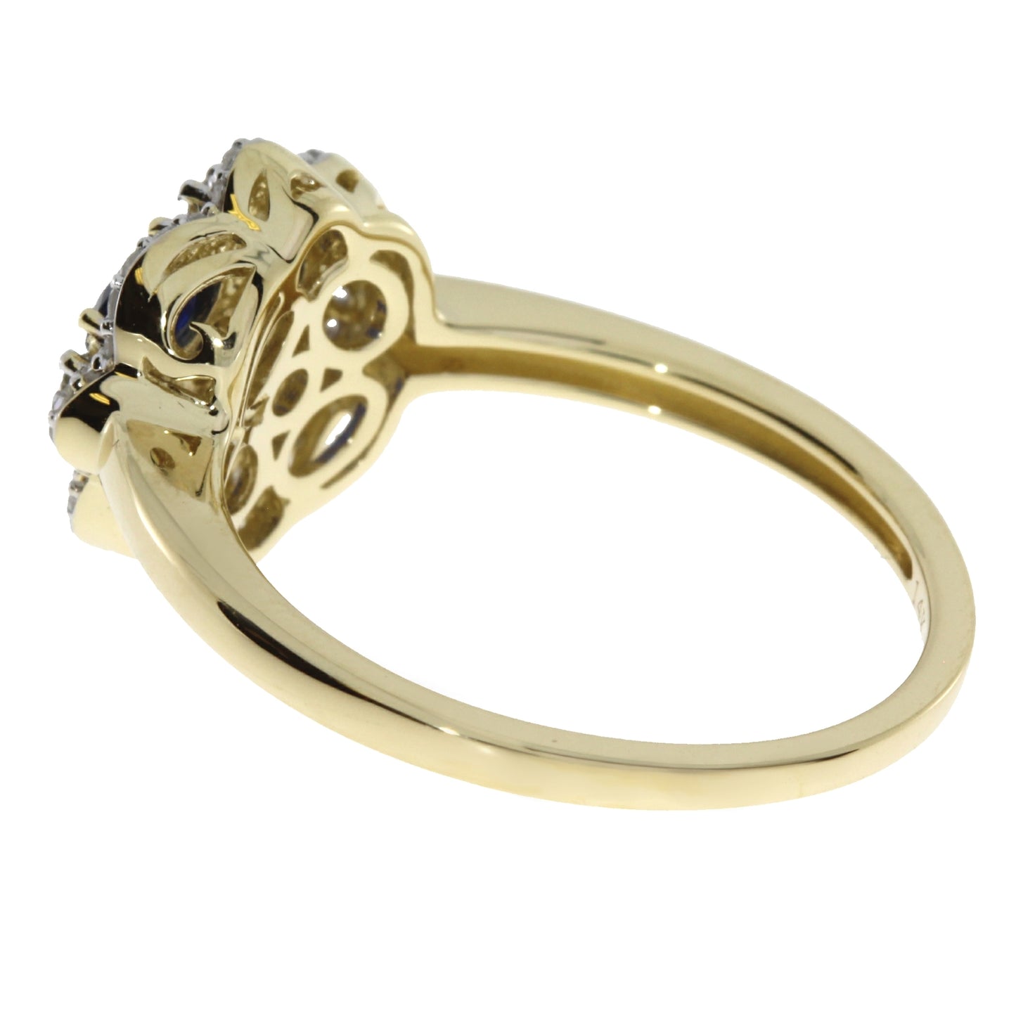 1.37ct Sapphire Diamond Halo Ring Yellow Gold 14kt