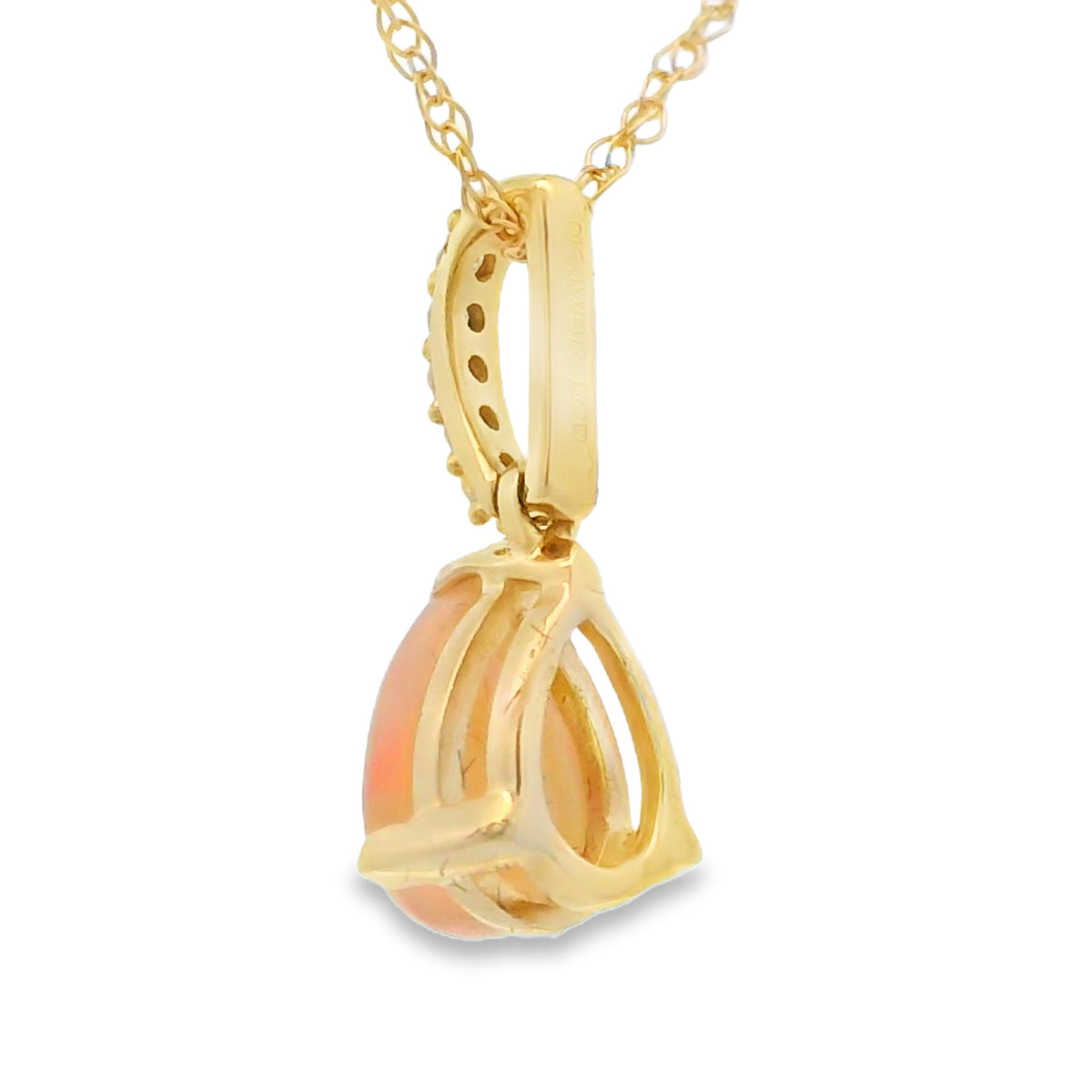 Pear Opal Diamond Pendant Yellow Gold 10kt