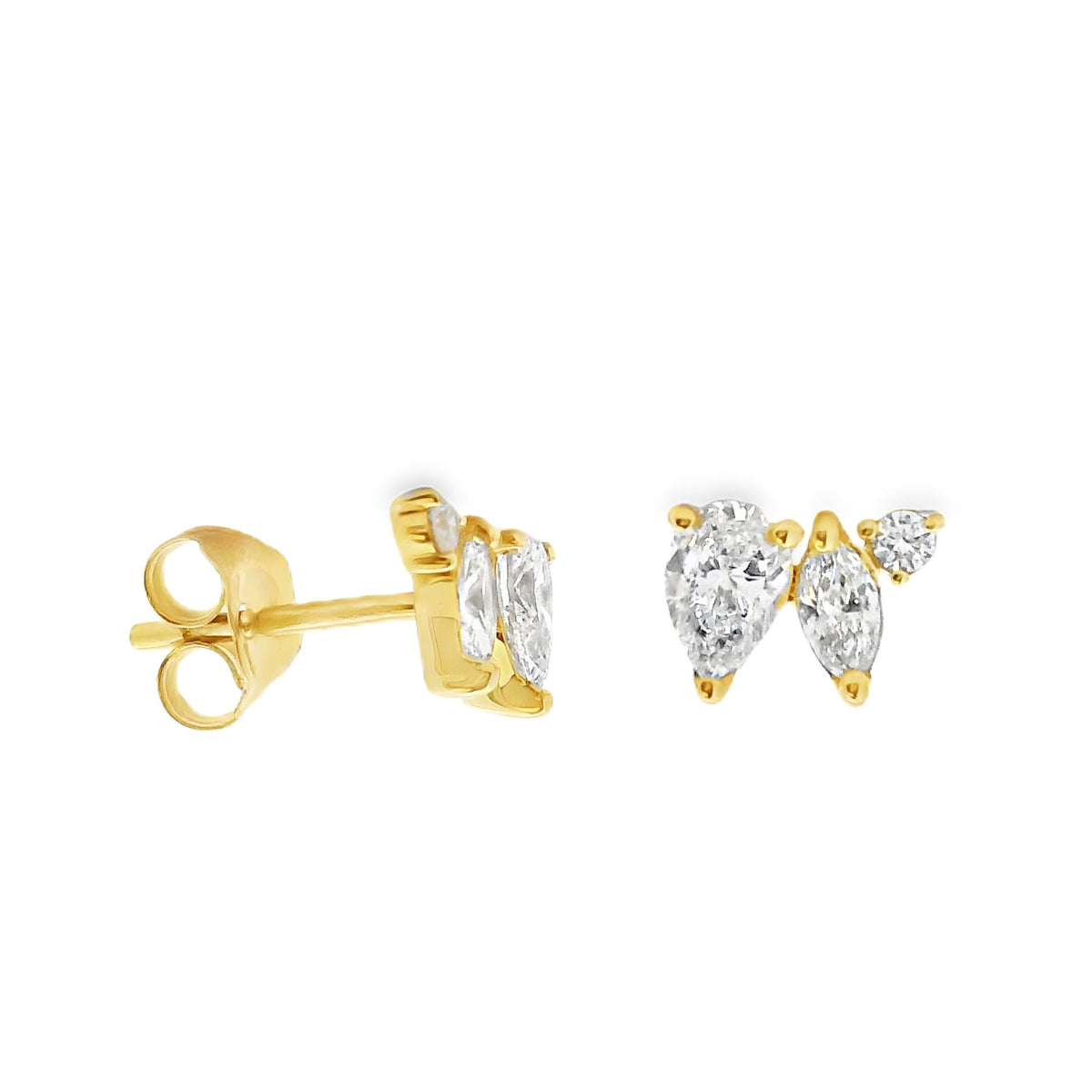 0.63ctw Lab Grown Diamond Cluster Stud Earrings in 10kt Yellow Gold